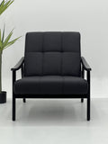 Black Upholstered Lounge Chair with Padded Seat and Armrests