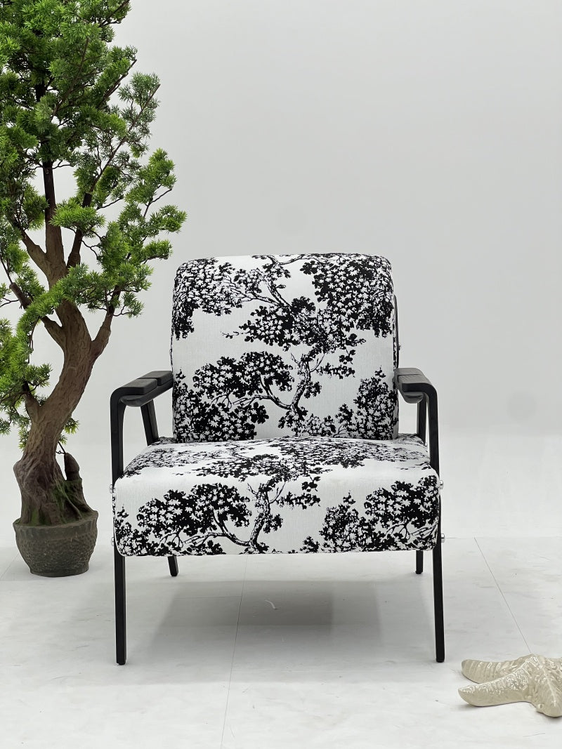 Black Forest Pattern Chair Upholstered Armchair for Interior Projects