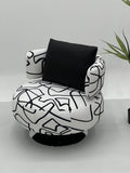 Abstract Line Pattern Chair Upholstered Swivel Lounge Chair for Interior Projects