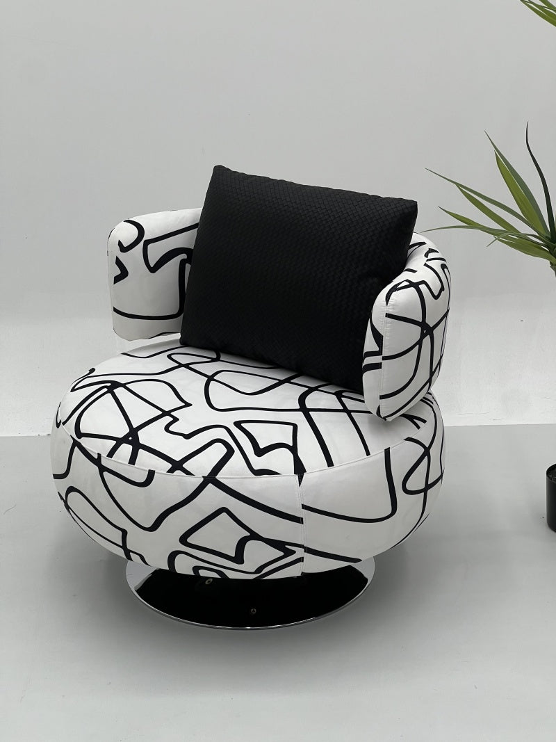 Abstract Line Pattern Chair Upholstered Swivel Lounge Chair for Interior Projects