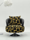 Black Plum Blossom Chair Upholstered Swivel Lounge Chair for Interior Projects