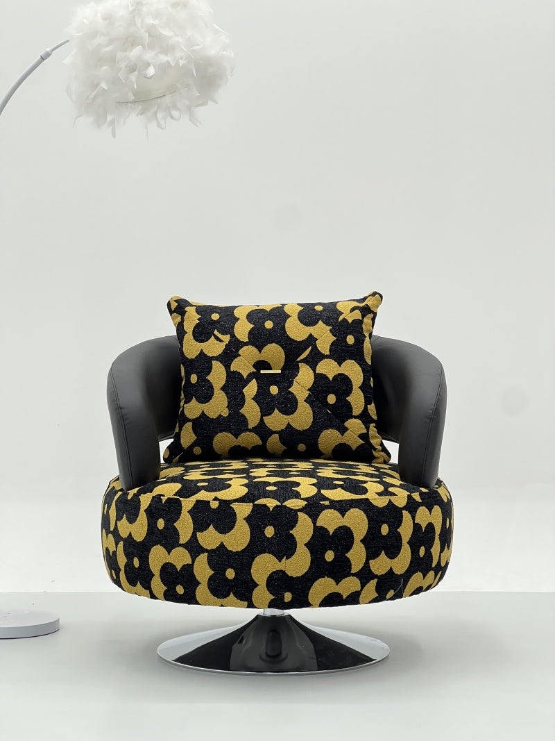 Black Plum Blossom Chair Upholstered Swivel Lounge Chair for Interior Projects