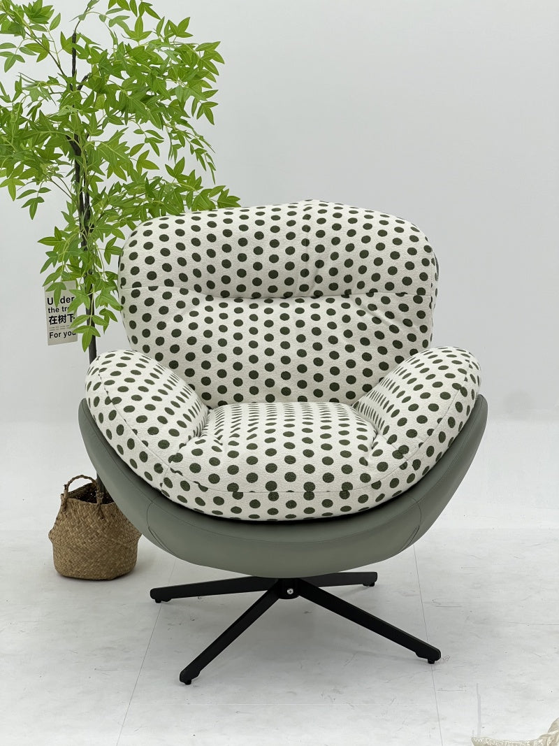 Mist Green Polka Dot Swivel Lounge Chair