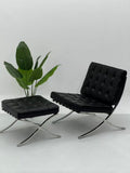 Barcelona Style Lounge Chair & Ottoman ¨C Stainless Steel Frame with Tufted Upholstery