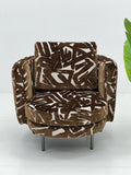 Modern Abstract Leaf Velvet Lounge Chair in Brown & White ¨C Plush Sculptural Accent Seating for Commercial Hotels, Lounges & Premium Offices