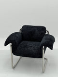 Black Boucle Lounge Chair with Chrome Frame ¨C Luxurious Modern Accent Seating for Boutique Hotels & Commercial Spaces