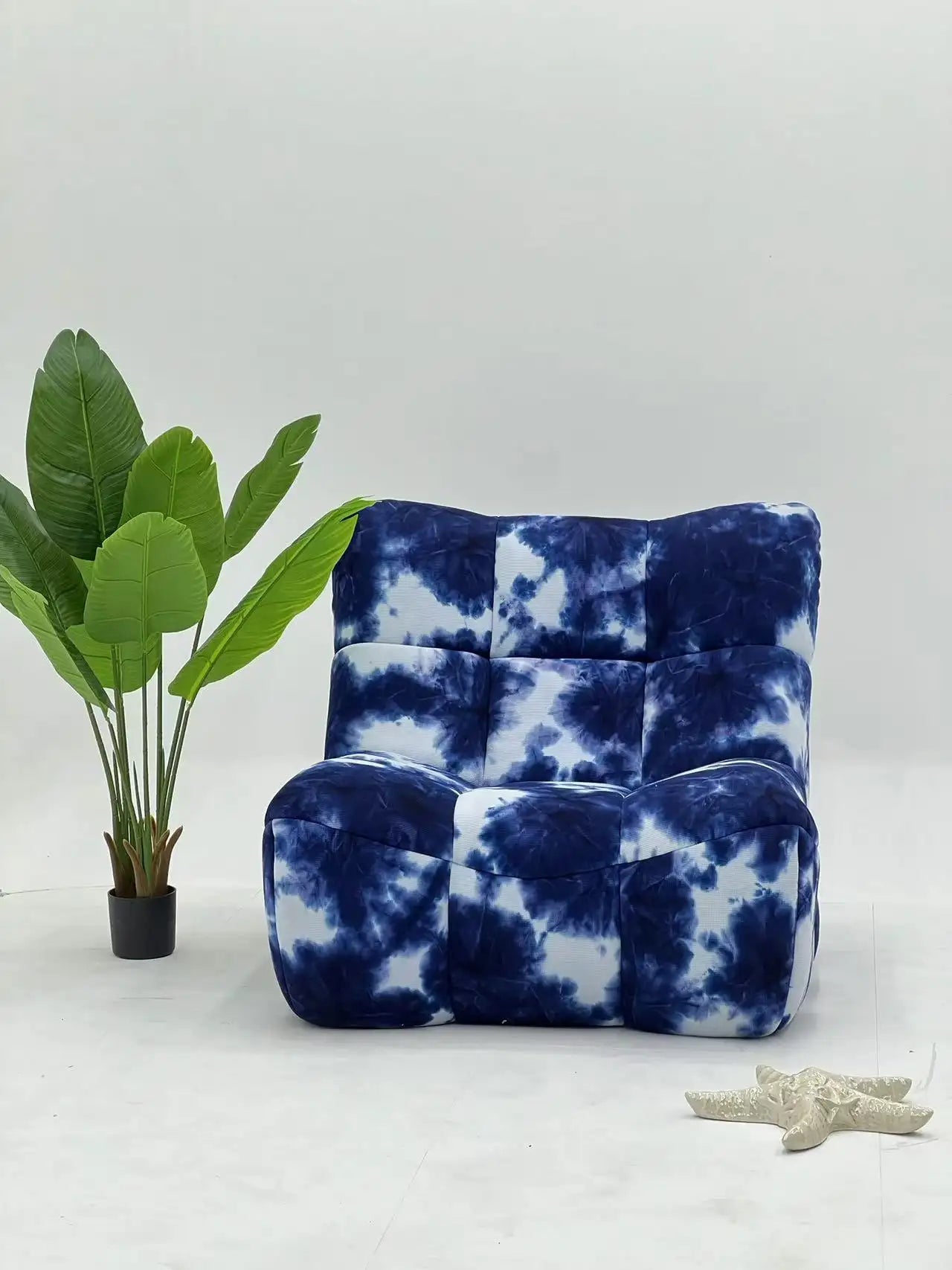 Blue Tie Dye Lounge Chair ¨C Artistic Oversized Accent Seating for Boutique Hotels & Commercial Lounges