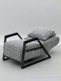 Modern Black Boucl¨¦ Lounge Chair with Geometric Metal Frame ¨C Textured Accent Seating for Commercial Hotels, Offices & Lounges