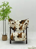 Cowhide Boucle Lounge Chair with Walnut Frame ¨C Luxurious Artistic Accent Seating for Boutique Hotels & Commercial Spaces