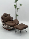 Modern Cowhide Print Rocking Lounge Chair with Ottoman ¨C Luxury Relaxing Seating for Commercial Hotels, Lounges & Offices