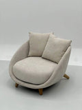 Cream Boucle Cocoon Chair with Oak Legs ¨C Luxurious Modern Accent Seating for Boutique Hotels & Commercial Spaces