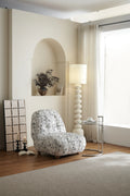 Cream Line Art Lounge Chair with Black Frame ¨C Artistic Modern Accent Seating for Boutique Hotels & Commercial Lounges