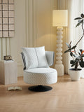 Cream White Boucle Swivel Chair with Black Base ¨C Luxurious Modern Accent Seating for Boutique Hotels & Commercial Lounges