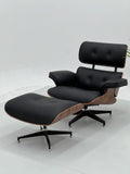 Modern Eames Lounge Chair & Ottoman in Black Leather with Rosewood Veneer ¨C Iconic Luxury Seating for Commercial Hotels, Executive Offices & Premium Lounges