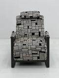 Modern Geometric Lounge Chair in Black & Beige ¨C Bold Patterned Accent Seating with Adjustable Recline for Commercial Hotels, Offices & Lounges