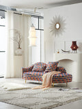 Multicolor Pom Pom Chaise Lounge Sofa with Gold Legs ¨C Playful Textured Statement Seating for Boutique Hotels & Commercial Lounges