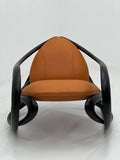 Modern Organic Leather Lounge Chair in Terracotta & Black ¨C Sculptural Biomorfic Accent Seating for Commercial Hotels, Lounges & Premium Offices