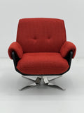Modern Red Swivel Lounge Chair with Chrome Base ¨C Plush Textured Accent Seating for Commercial Hotels, Offices & Lounges