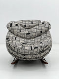 Modern Rocking Lounge Chair in Black-White Geometric Jacquard ¨C Sculptural Oversized Rocker for Commercial Hotels, Lounges & Premium Offices