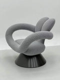 Modern Gray Sculptural Boucle Lounge Chair with Swivel Base ¨C Artistic Cloud Accent Seating for Commercial Hotels, Lounges & Premium Offices