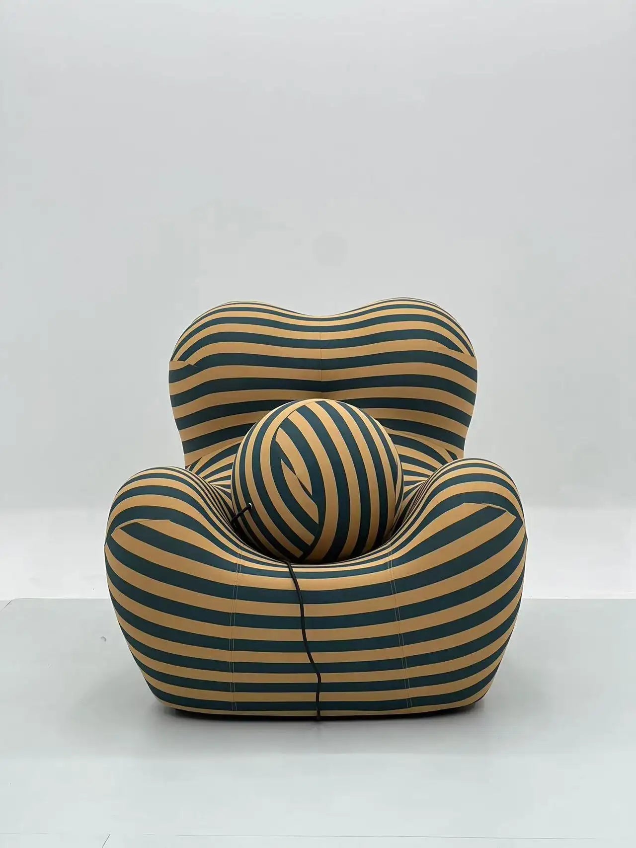 Striped Boucle Lounge Chair with Black Base ¨C Bold Modern Accent Seating for Boutique Hotels & Commercial Spaces