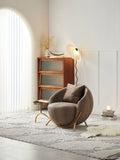 Taupe Crocodile Embossed Orb Chair with Gold Base ¨C Luxurious Modern Lounge Accent Seating for Commercial Hospitality & Boutique Spaces