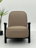 Modern Taupe Lounge Chair with Black Sculptural Arms ¨C Premium Relaxed Seating for Commercial Hotels, Offices & Executive Lounges