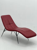 Modern Terracotta Chaise Lounge Chair with Black Frame ¨C Sculptural Leather Chaise for Commercial Hotels, Lounges & Premium Offices