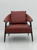 Modern Terracotta Leather Lounge Chair with Black Frame ¨C Plush Contemporary Accent Seating for Commercial Hotels, Offices & Lounges