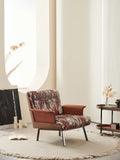 Tiger Print Leather Accent Chair with Walnut & Black Frame ¨C Bold Luxury Lounge Seating for Boutique Hotels & Commercial Interiors