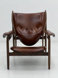 Modern Walnut Leather Lounge Chair in Terracotta ¨C Sculptural Mid-Century Accent Seating for Commercial Hotels, Lounges & Premium Offices