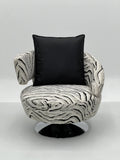 Zebra Print Swivel Lounge Chair with Chrome Base ¨C Bold Luxurious Accent Seating for Boutique Hotels & Commercial Spaces